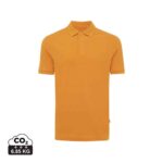 Polos unisexes durables couleur sundial orange en 50% recyclé et 50% organiquede la marque iqoniq