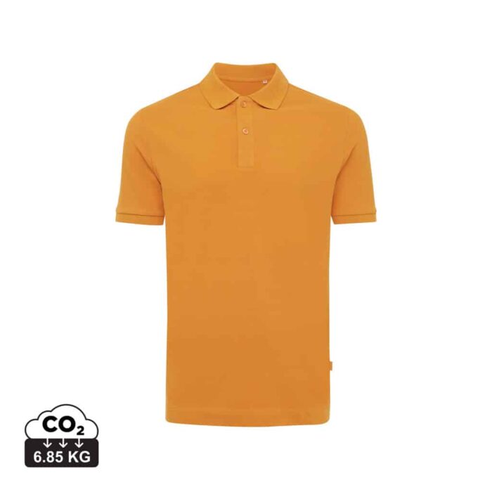 Polos unisexes durables couleur sundial orange en 50% recyclé et 50% organiquede la marque iqoniq