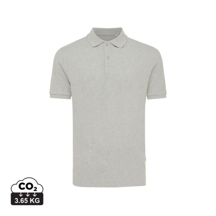 Polos unisexes durables couleur heather grey en 50% recyclé et 50% organiquede la marque iqoniq
