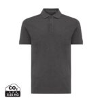 Polos unisexes durables couleur heather anthracite en 50% recyclé et 50% organiquede la marque iqoniq