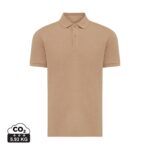 Polos unisexes durables couleur heather brown en 50% recyclé et 50% organiquede la marque iqoniq