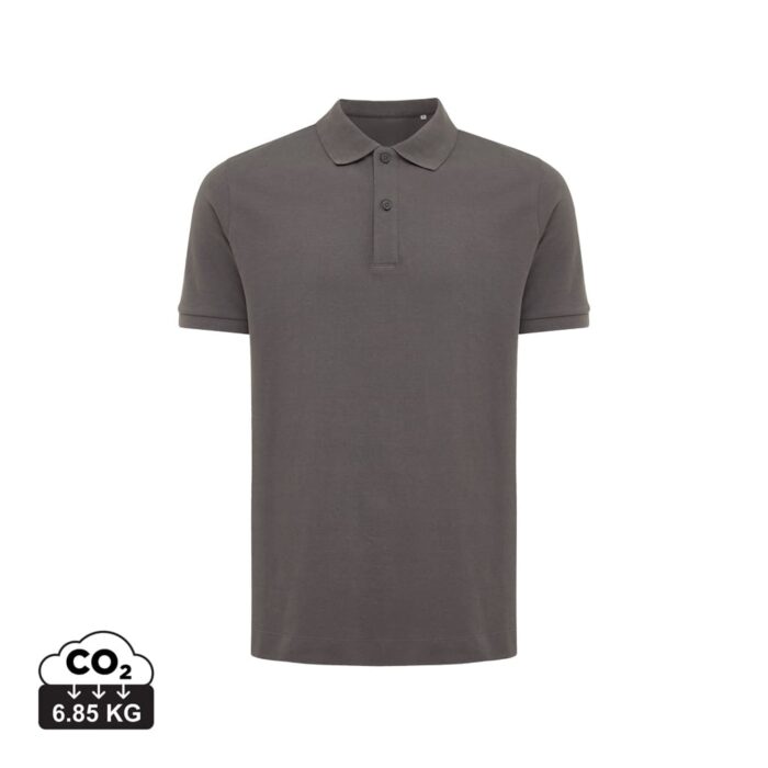 Polos unisexes durables couleur antracite en 50% recyclé et 50% organiquede la marque iqoniq