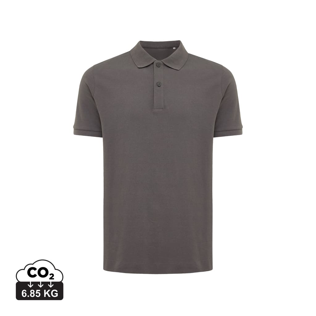 polos_unisexes_durables_iqoniq_50%_recyclé_et_50%_organique_antracite Polos unisexes durables couleur antracite en 50% recyclé et 50% organiquede la marque iqoniq