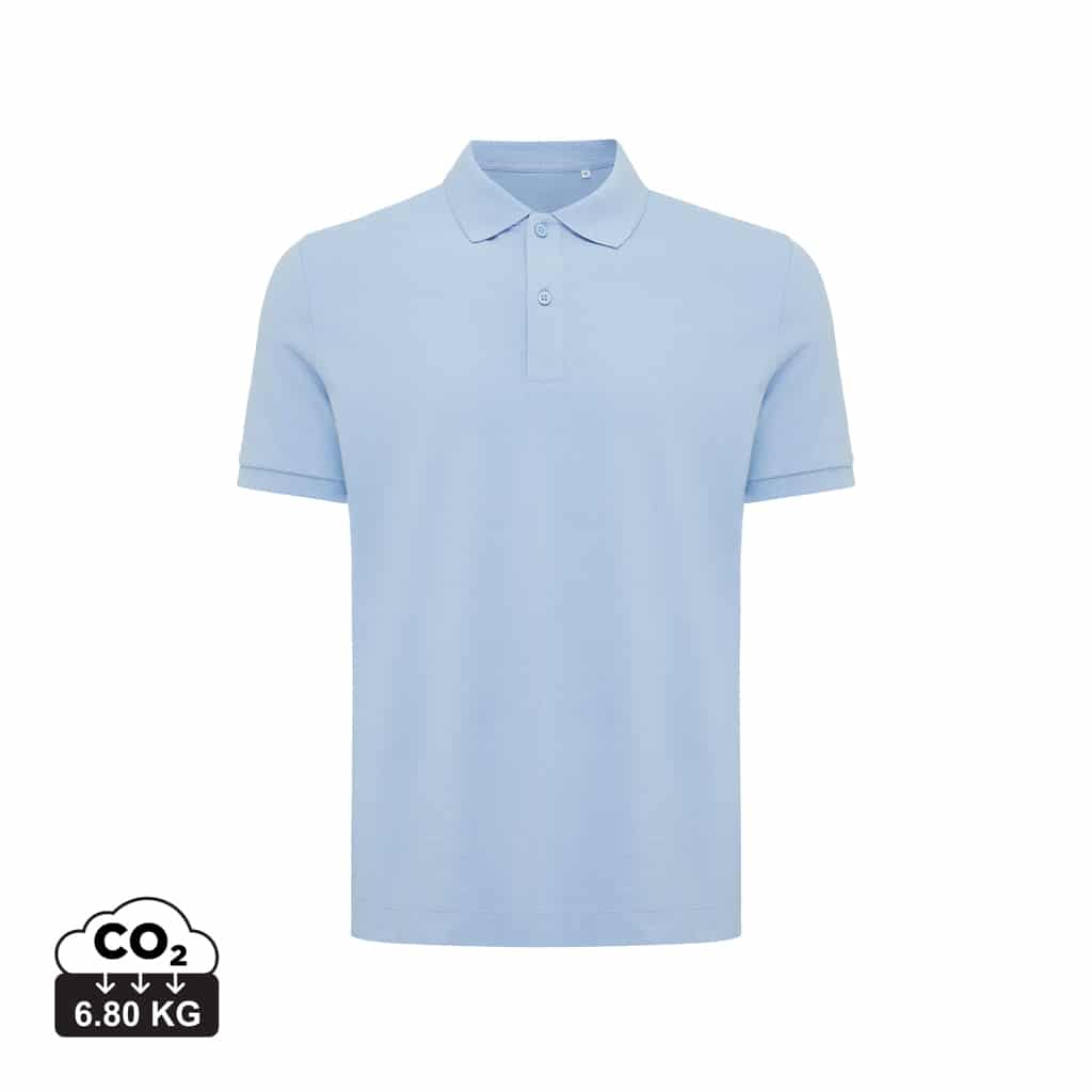 polos_unisexes_durables_iqoniq_50%_recyclé_et_50%_organique_sky_blue Polos unisexes durables couleur sky blue en 50% recyclé et 50% organiquede la marque iqoniq