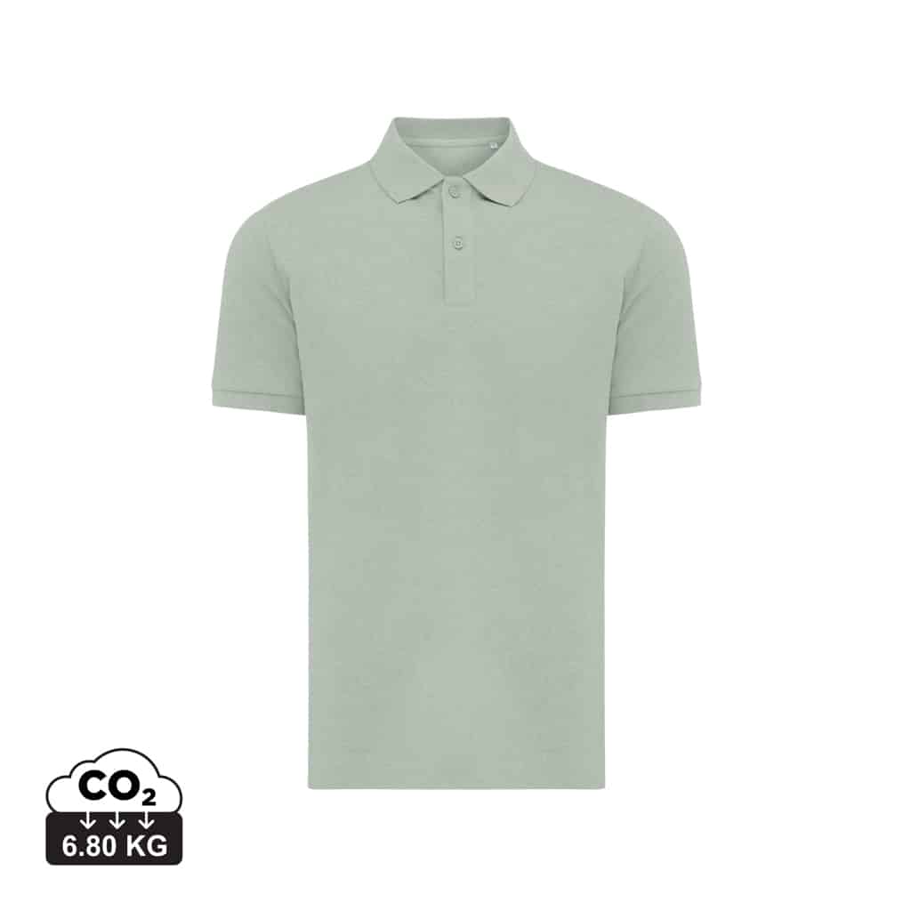 polos_unisexes_durables_iqoniq_50%_recyclé_et_50%_organique_iceberg_green Polos unisexes durables couleur Iceberg green en 50% recyclé et 50% organiquede la marque iqoniq