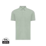 Polos unisexes durables couleur Iceberg green en 50% recyclé et 50% organiquede la marque iqoniq