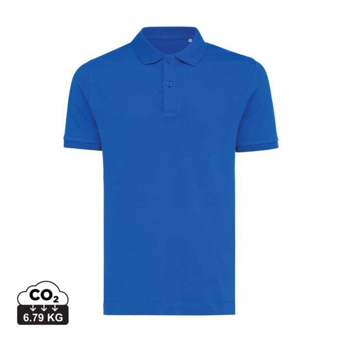 Polos unisexes durables couleur bleu royal en 50% recyclé et 50% organiquede la marque iqoniq