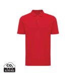 Polos unisexes durables couleur rouge en 50% recyclé et 50% organiquede la marque iqoniq