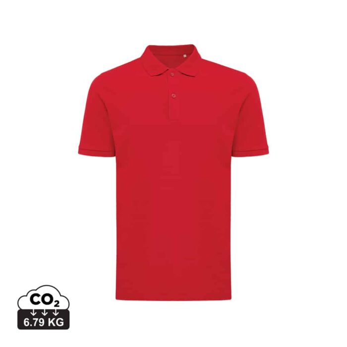 Polos unisexes durables couleur rouge en 50% recyclé et 50% organiquede la marque iqoniq