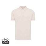 Polos unisexes durables couleur cloud pink en 50% recyclé et 50% organiquede la marque iqoniq