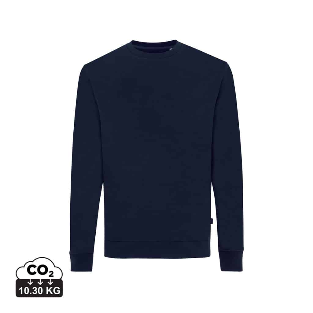 sweatshirts_unisexes_durables_iqoniq_50%_recyclé_et_50%_organique_bleu_marine Sweatshirts unisexes durables couleur bleu marine en 50% recyclé et 50% organiquede la marque iqoniq