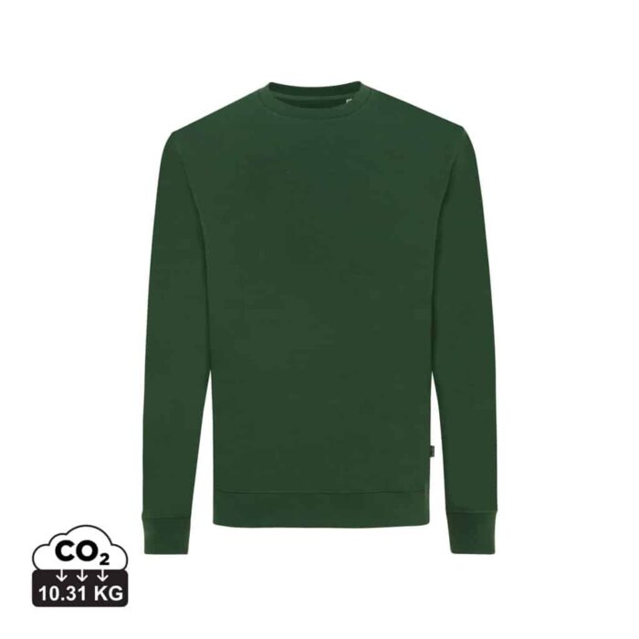 Sweatshirts unisexes durables couleur forest green en 50% recyclé et 50% organiquede la marque iqoniq