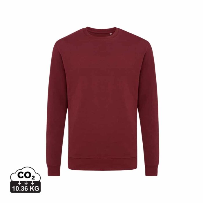 Sweatshirts unisexes durables couleur rouge bordeaux en 50% recyclé et 50% organiquede la marque iqoniq