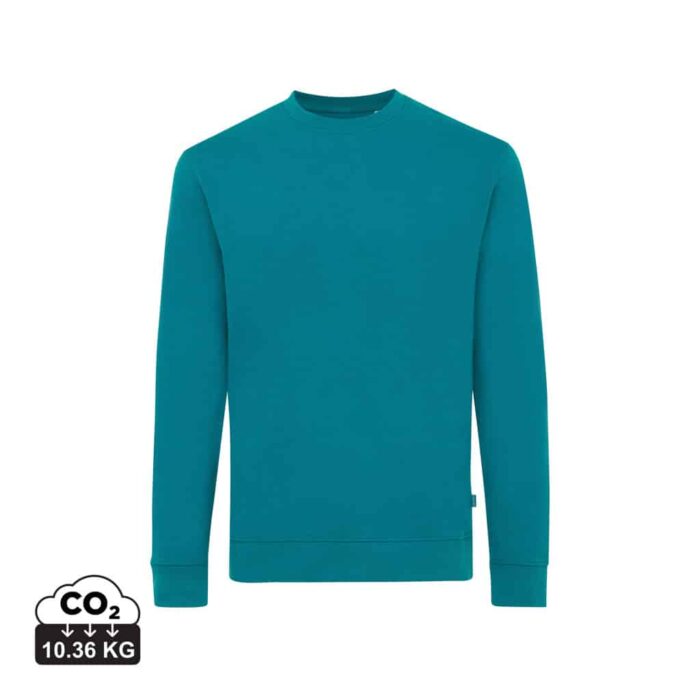 Sweatshirts unisexes durables couleur verdigris en 50% recyclé et 50% organiquede la marque iqoniq