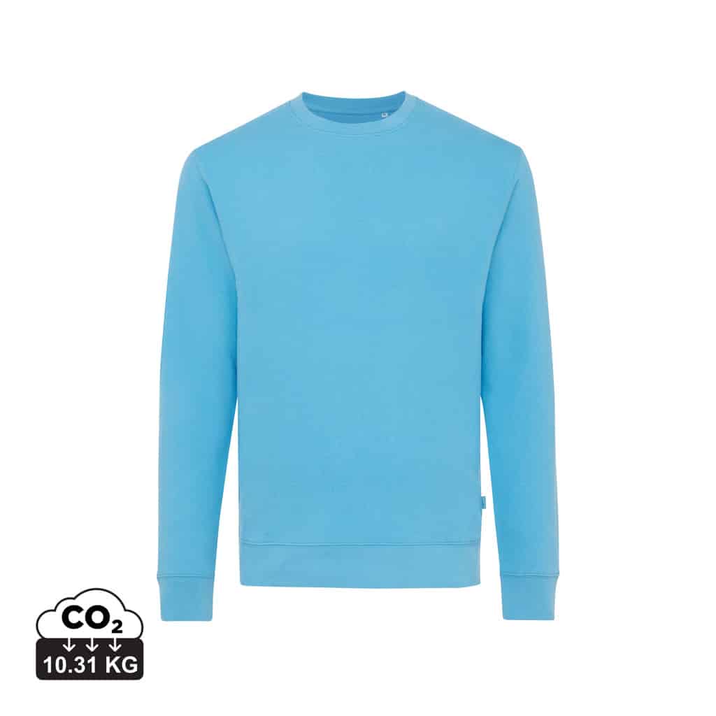 sweatshirts_unisexes_durables_iqoniq_50%_recyclé_et_50%_organique_tranquil_blue Sweatshirts unisexes durables couleur tranquil blue en 50% recyclé et 50% organiquede la marque iqoniq