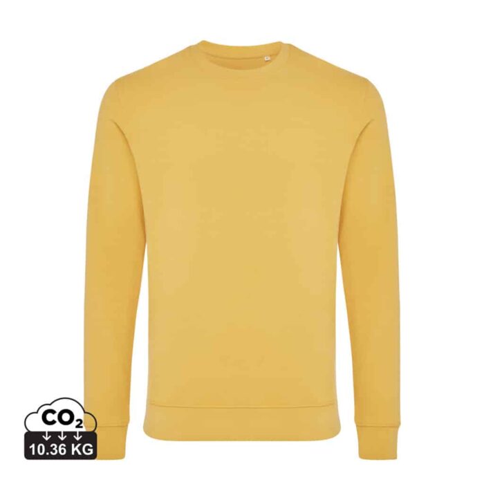 Sweatshirts unisexes durables couleur ochre yellow en 50% recyclé et 50% organiquede la marque iqoniq