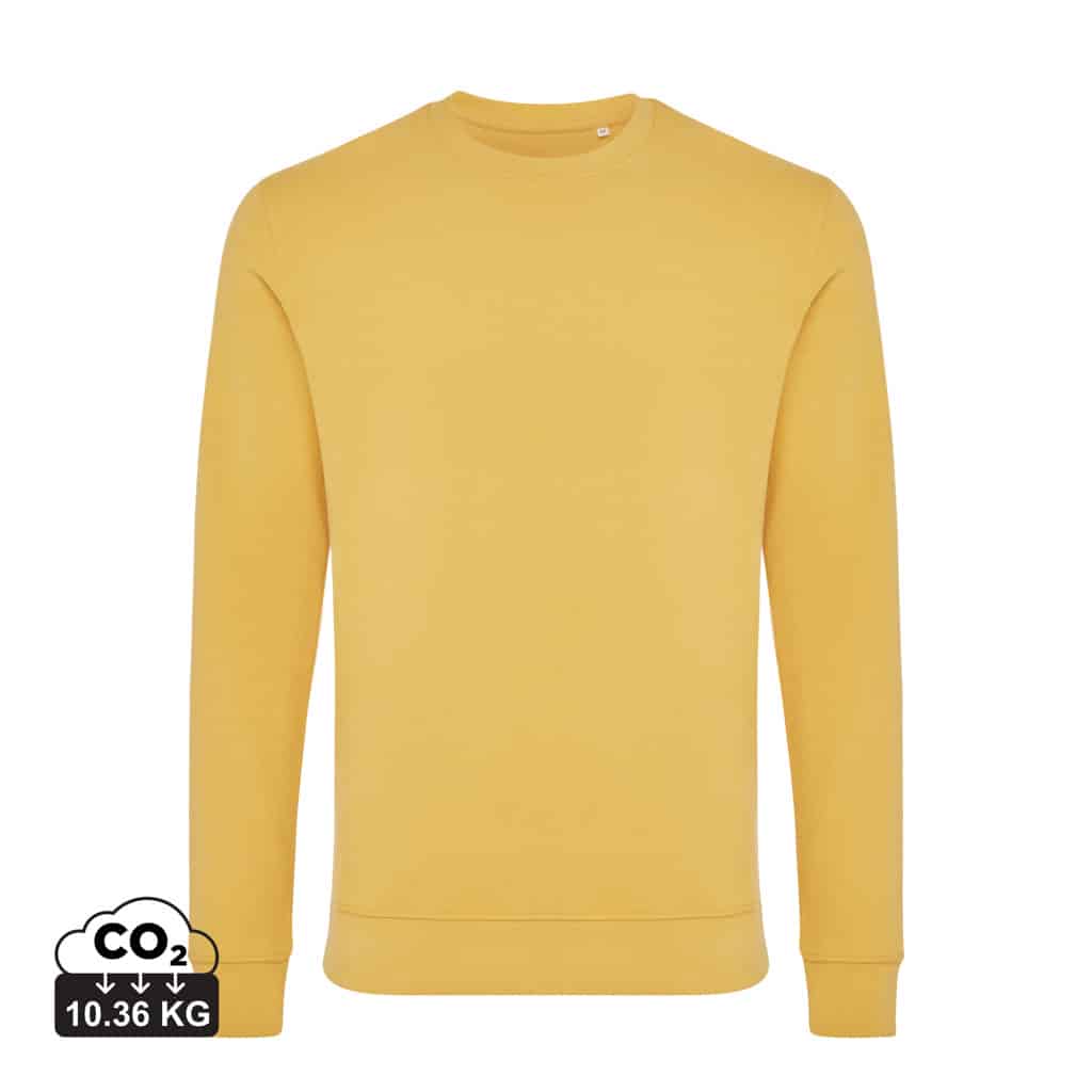 sweatshirts_unisexes_durables_iqoniq_50%_recyclé_et_50%_organique_ochre_yellow Sweatshirts unisexes durables couleur ochre yellow en 50% recyclé et 50% organiquede la marque iqoniq