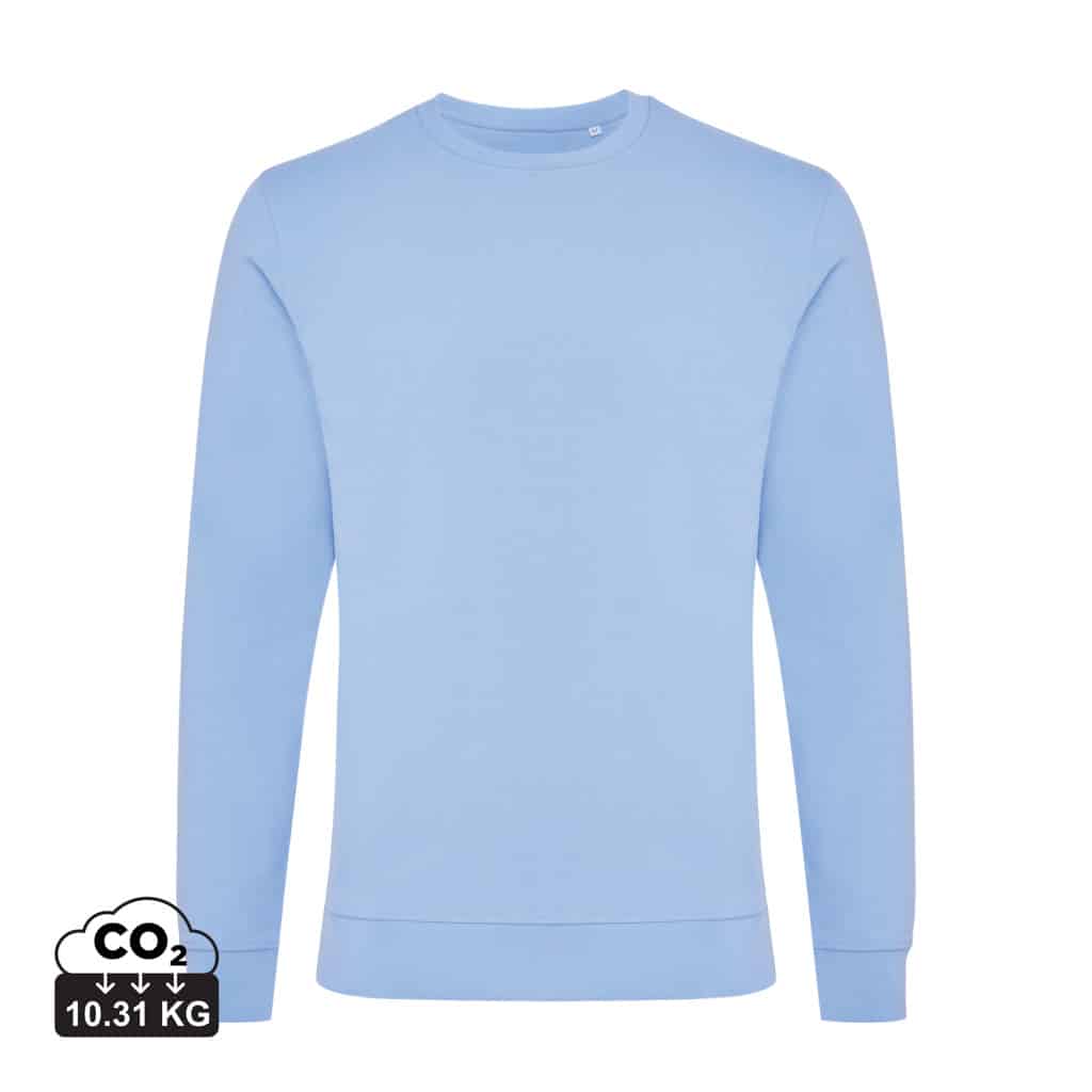 sweatshirts_unisexes_durables_iqoniq_50%_recyclé_et_50%_organique_sky_blue Sweatshirts unisexes durables couleur sky blue en 50% recyclé et 50% organiquede la marque iqoniq
