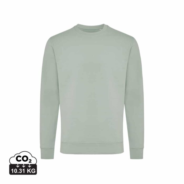 Sweatshirts unisexes durables couleur Iceberg green en 50% recyclé et 50% organiquede la marque iqoniq
