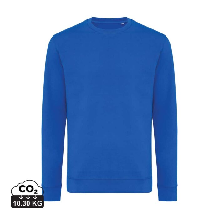 Sweatshirts unisexes durables couleur bleu royal en 50% recyclé et 50% organiquede la marque iqoniq