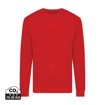 Sweatshirts unisexes durables couleur rouge en 50% recyclé et 50% organiquede la marque iqoniq
