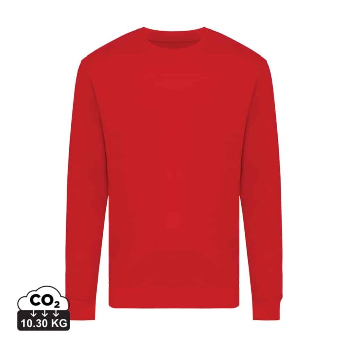 Sweatshirts unisexes durables couleur rouge en 50% recyclé et 50% organiquede la marque iqoniq