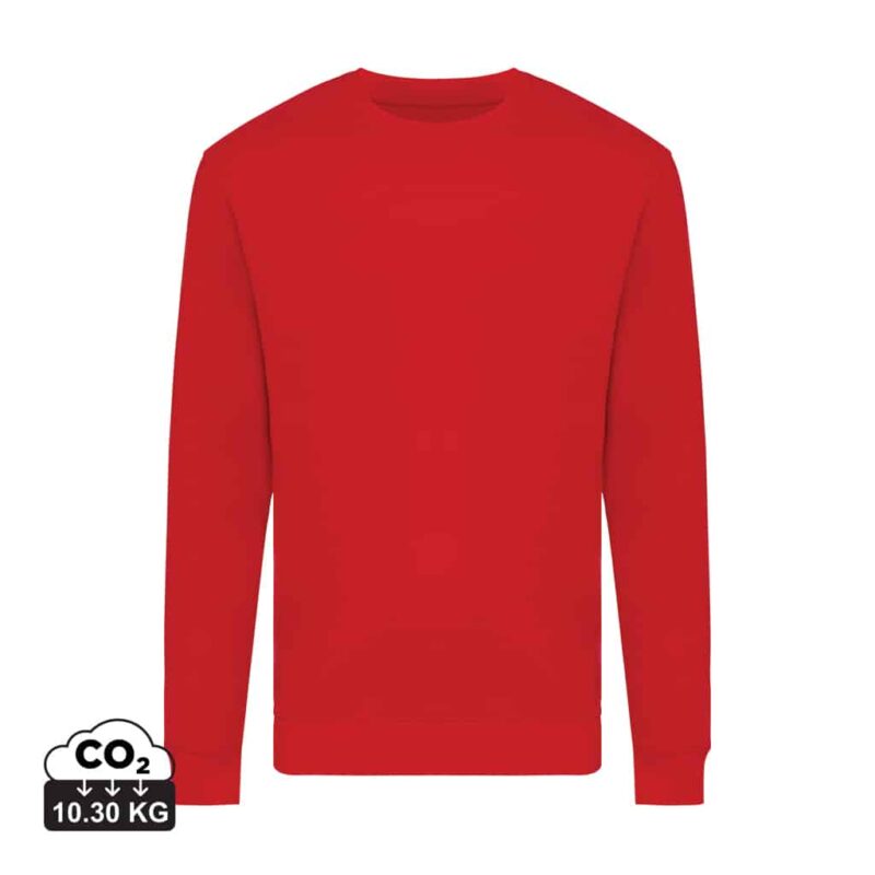 Sweatshirts unisexes durables couleur rouge en 50% recyclé et 50% organiquede la marque iqoniq