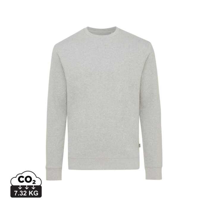 Sweatshirts unisexes durables couleur heather grey en 50% recyclé et 50% organiquede la marque iqoniq