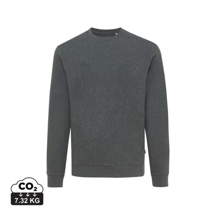 Sweatshirts unisexes durables couleur heather anthracite en 50% recyclé et 50% organiquede la marque iqoniq
