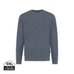 Sweatshirts unisexes durables couleur heather navy en 50% recyclé et 50% organiquede la marque iqoniq
