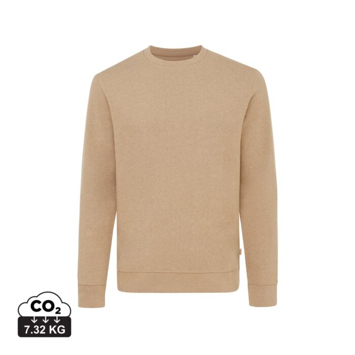 Sweatshirts unisexes durables couleur heather brown en 50% recyclé et 50% organiquede la marque iqoniq