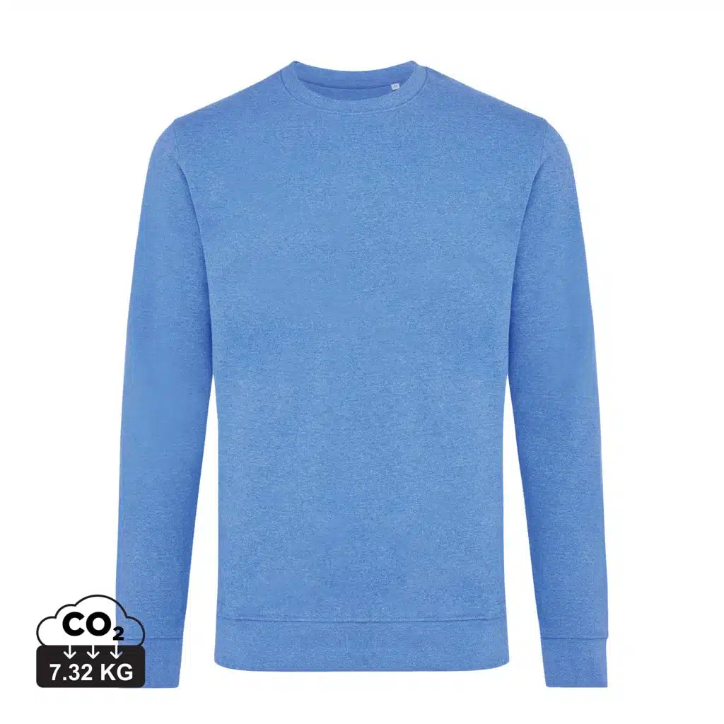 sweatshirts_unisexes_durables_iqoniq_50%_recyclé_et_50%_organique_heather_blue IQONIQ Denali recycled cotton crew neck undyed - Image 1