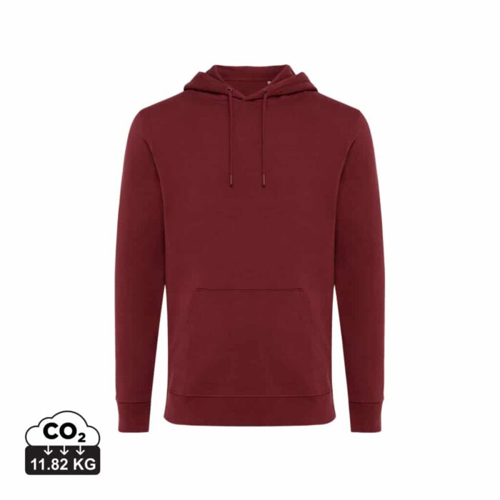 Sweatshirts unisexes durables couleur rouge bordeaux en 50% recyclé et 50% organiquede la marque iqoniq