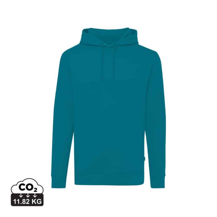 Sweatshirts unisexes durables couleur verdigris en 50% recyclé et 50% organiquede la marque iqoniq