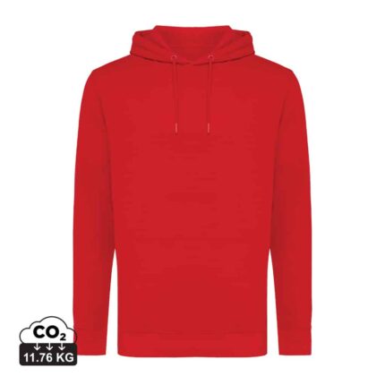 Sweatshirts unisexes durables couleur rouge en 50% recyclé et 50% organiquede la marque iqoniq