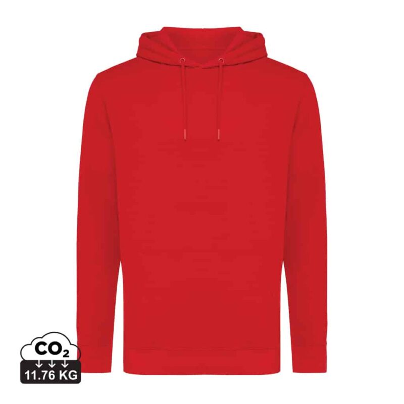 Sweatshirts unisexes durables couleur rouge en 50% recyclé et 50% organiquede la marque iqoniq