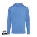 Sweatshirts unisexes durables couleur heather blue en 50% recyclé et 50% organiquede la marque iqoniq