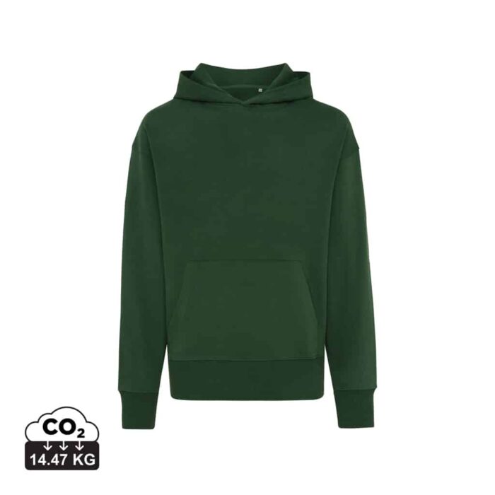 Sweatshirts unisexes durables couleur forest green en 50% recyclé et 50% organiquede la marque iqoniq