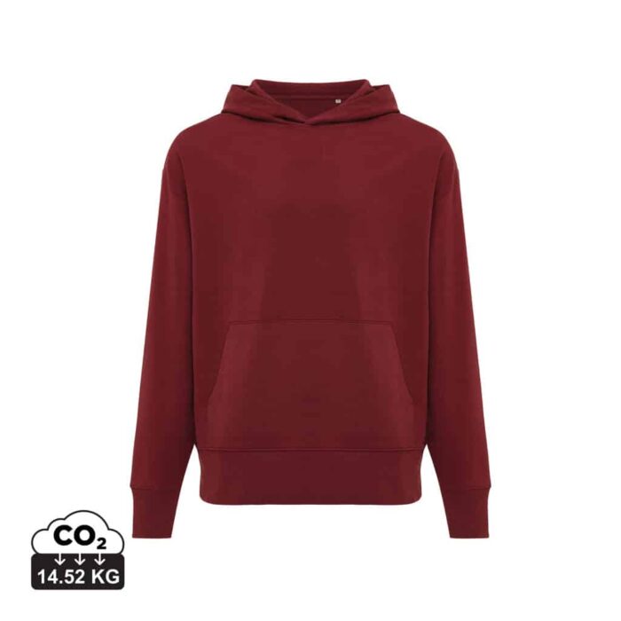 Sweatshirts unisexes durables couleur rouge bordeaux en 50% recyclé et 50% organiquede la marque iqoniq