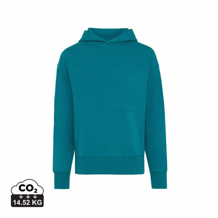 Sweatshirts unisexes durables couleur verdigris en 50% recyclé et 50% organiquede la marque iqoniq
