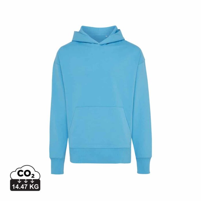 Sweatshirts unisexes durables couleur tranquil blue en 50% recyclé et 50% organiquede la marque iqoniq
