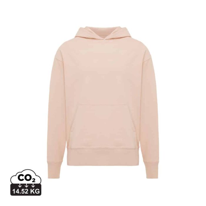 Sweatshirts unisexes durables couleur peach nectar en 50% recyclé et 50% organiquede la marque iqoniq