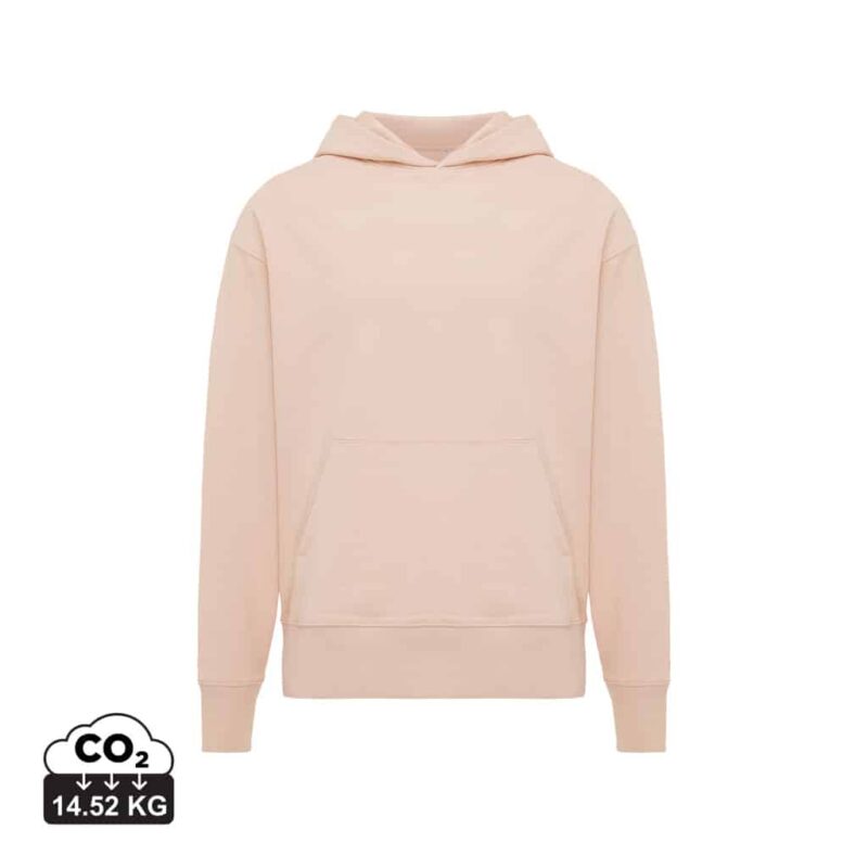 Sweatshirts unisexes durables couleur peach nectar en 50% recyclé et 50% organiquede la marque iqoniq