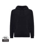 Sweat à capuche polaires unisexes durables couleur noir en 100% polyester recycléde la marque iqoniq