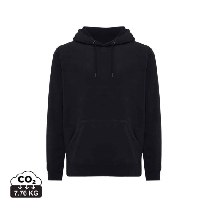 Sweat à capuche polaires unisexes durables couleur noir en 100% polyester recycléde la marque iqoniq