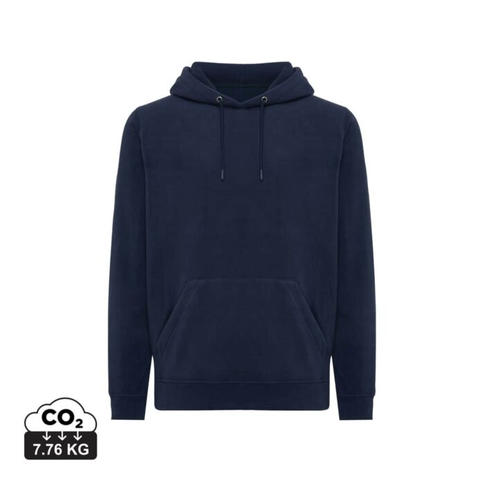 Sweat à capuche polaires unisexes durables couleur bleu marine en 100% polyester recycléde la marque iqoniq