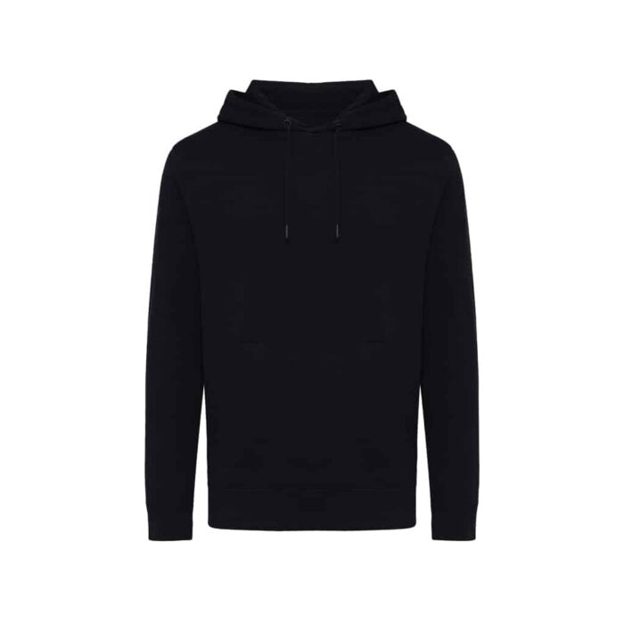 Sweatshirts unisexes durables couleur noir en 30% recyclé et 70% organiquede la marque iqoniq