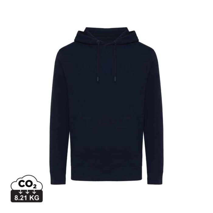 Sweatshirts unisexes durables couleur bleu marine en 30% recyclé et 70% organiquede la marque iqoniq