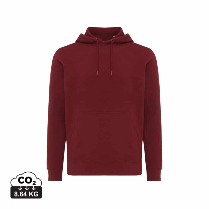 Sweatshirts unisexes durables couleur rouge bordeaux en 30% recyclé et 70% organiquede la marque iqoniq