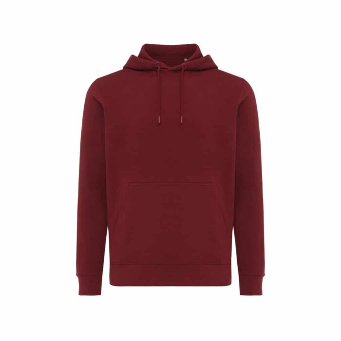 Sweatshirts unisexes durables couleur rouge bordeaux en 30% recyclé et 70% organiquede la marque iqoniq